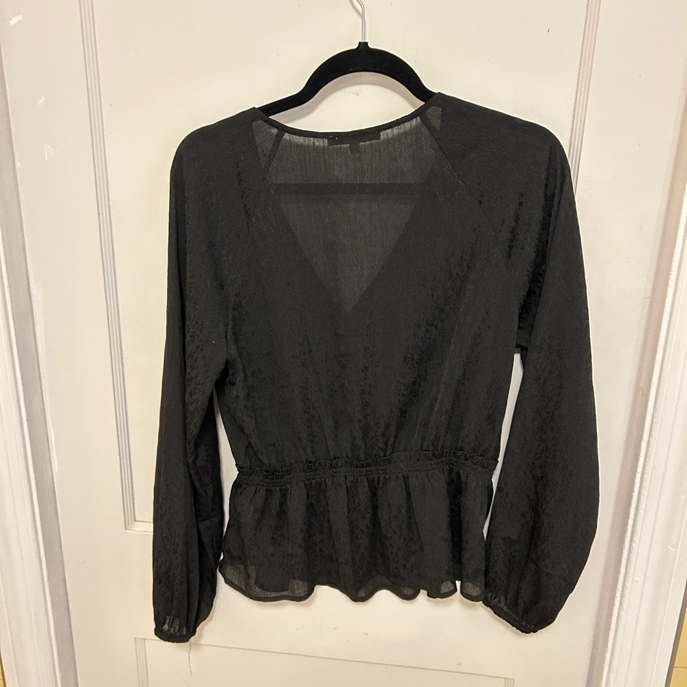 June & Hudson Black Sheer Blouse - Picture 2 of 3